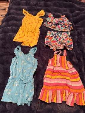 3T Cat & Jack Toddler Girl Summer Lot: 2 Rompers, 1 Dress, and 2-Piece Short Set